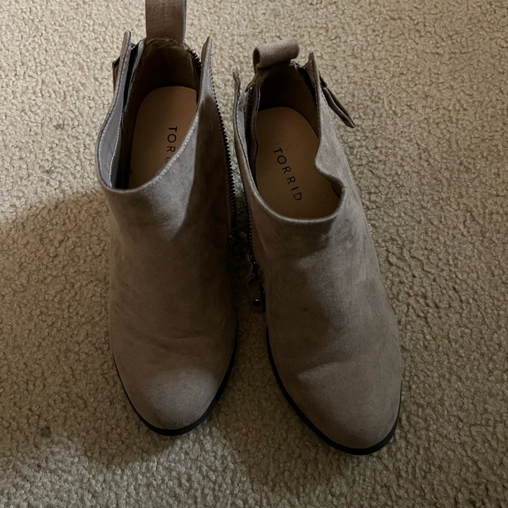 Tan zipper booties